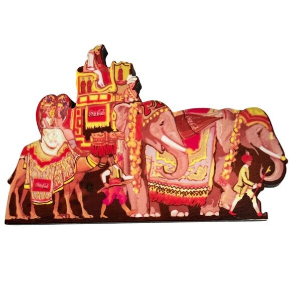 Sheilas Coca-Cola Circus Parade Elephants 1998 Wooden Plaque Collectible Decorat - Picture 1 of 5